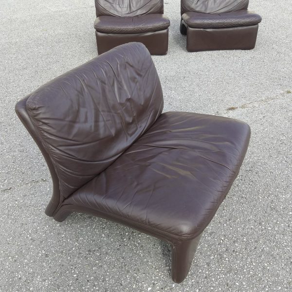 1 of 3 Vintage Italian B&T Sofas, Brown Leather Sofa, Italian Design 70s