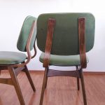 Pair Of Midcentury Modern Dining Chairs, Scandinavian Design Chairs, Green Eco Leather, 60s