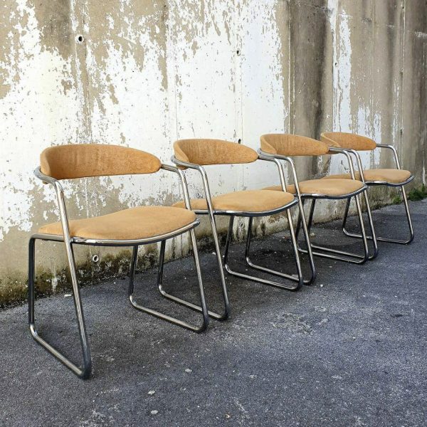 Set Of 4 Mid Century Modern Tubular, Dining Room Chairs Set Of 4 Mid Century Modern