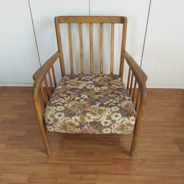 Vintage Scandinavian Armchair, Danish Lounge Chair, Wooden Armchair, Scandinavian Design, 60s