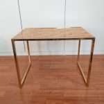 Mid Century Brass Coffe Table, Parquet Display Side Table, Italy, 70s