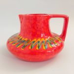 Mid Century Italian Bertoncello Ceramic Vase, Red Ceramic Vase, Hand Painted Vase, Retro Vintage Gift, 80s