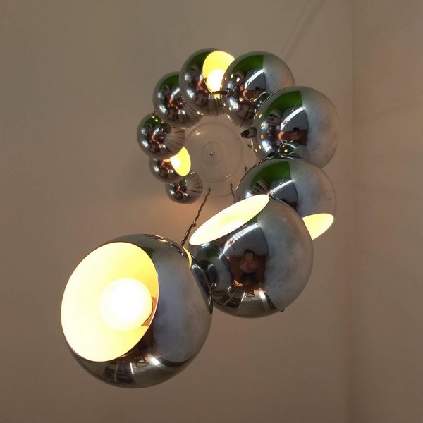 Mid Century Modern Guzzini Cascade Lamp, Space Age Ceiling Light, Cascade Chrome Lamp, Italian Design Light, 70s
