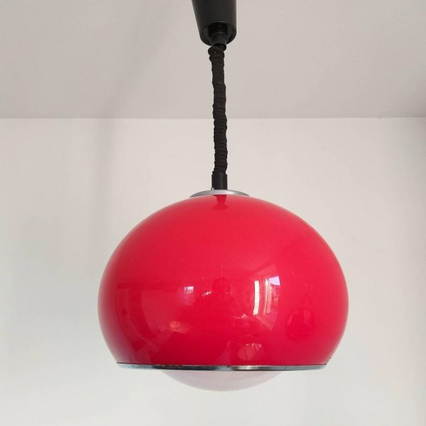 Vintage Pendant Lamp, Retro Hanging Light, Ceiling Lamp, Guzzini Bud, 70s, Space Age, Meblo For Guzzini, Mid Century Modern