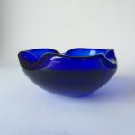 Vintage Glass Ashtray, Murano Glass Decor, Blue Glass, Mid Century Glass, 60s