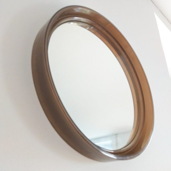 Vintage Plastic Wall Mirror, Mid-Century Round Mirror, French Wall Decor, 70s