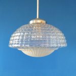 Vintage Pendant Glass Lamp, Rare Italian Glass Lamp, 60s
