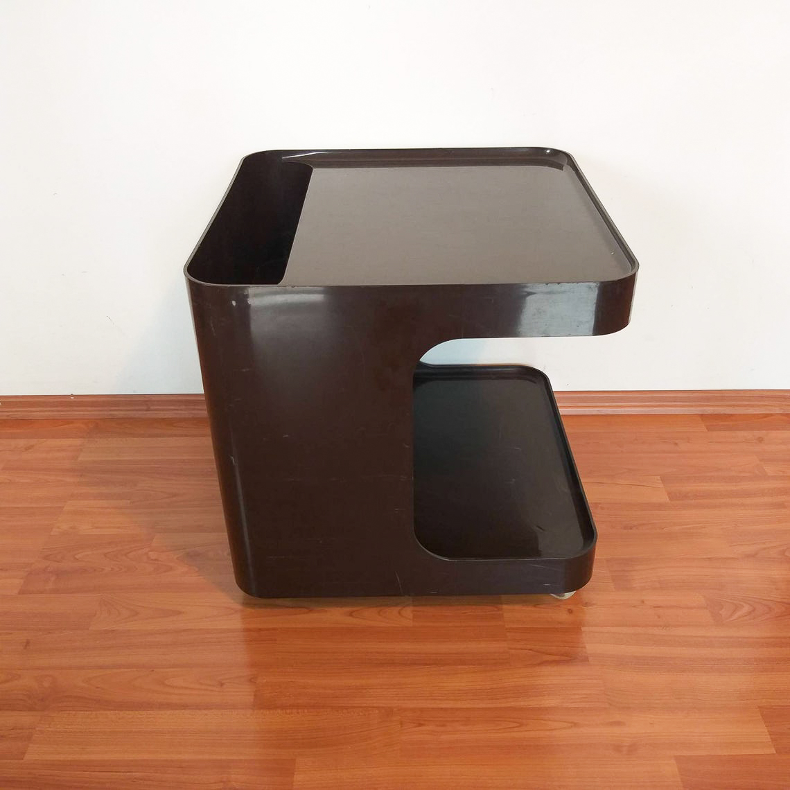 Vintage Longato Black Trolley, GAME Side Table by Marcello Siard, Magazine Rack, Bar Trolley, Italy 60s