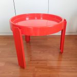 1 of 4 Rare Vintage Plastic Round Table, Mid Century Orange Table, Italian Design, Dal Vera, Space Age, Coffe Table, Italy 70s