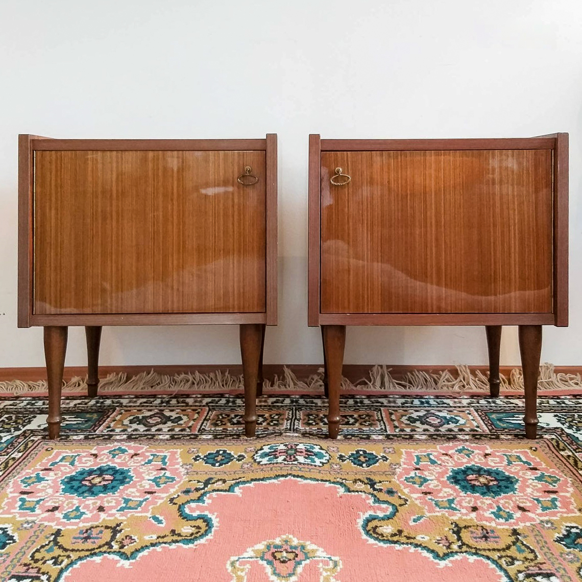 Pair Of Vintage Nightstands, Mid Century Modern Bedside Tables, Italian 60s Nightstands