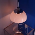 Harvey Guzzini White Faro Table Lamp, 70s Space Age Design, Mid-century Modern, Italian Design