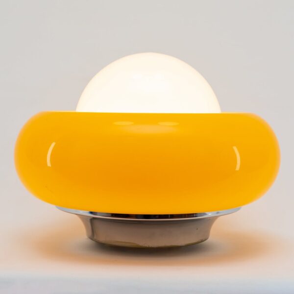 Harvey Guzzini Yellow Wall Lamp, Space Age Ceiling Light, Italian Design, 70s