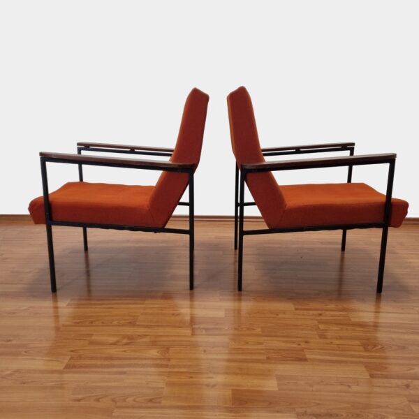 Pair of Vintage Lounge Chairs, Orange Easy Chairs, Yugoslavia, 60s