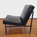 Vintage Lounge Chair Stol Kamnik, Black Eco Leather Easy Chair, Yugoslavia 60s