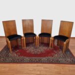 Set Of 4 Italian Art Deco Chairs, Artwork Chairs, Italy 30s