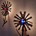 Pair Of Brutalist Wall Lamps, Brutalist Wall Sconces, Flower Wall Lights, Murano Glass, Italy, 60s