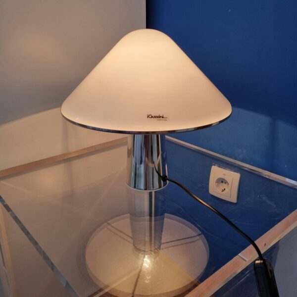 Pair Of Guzzini Elpis Table Lamps, Space Age Mushroom Lihgts, Italy 70s