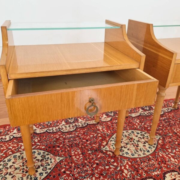 Pair Of Midcentury Modern Nightstands, Vintage Bedside Tables, Italy 60s