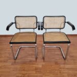 Pair of Vintage Marcel Breuer B64 Chairs, Cesca Chairs, Cantilever Chair, Italy, 80s