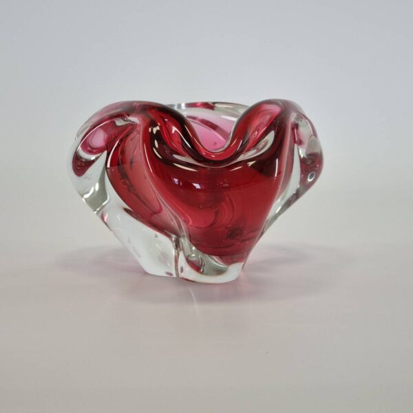 Red Murano Glass Ashtray, Vintage Glass Centerpiece, Italy 70s