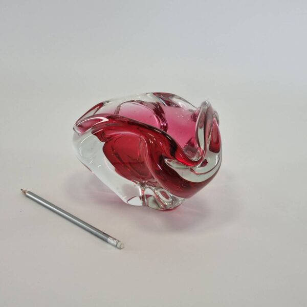 Red Murano Glass Ashtray, Vintage Glass Centerpiece, Italy 70s