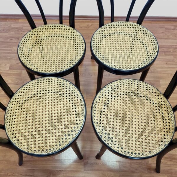 Set Of 4 Thonet Style Dining Chairs, Thonet n14 Chairs, Cane Dining Chairs, 70s
