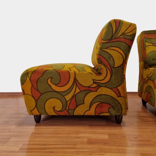 Pair Of Multicolor Lounge Chairs, Italian Easy Chairs, 70s