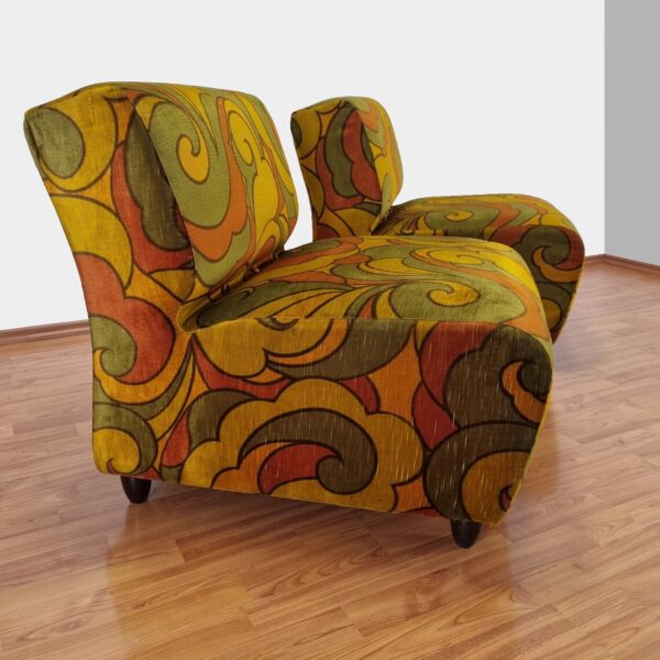 Pair Of Multicolor Lounge Chairs, Italian Easy Chairs, 70s