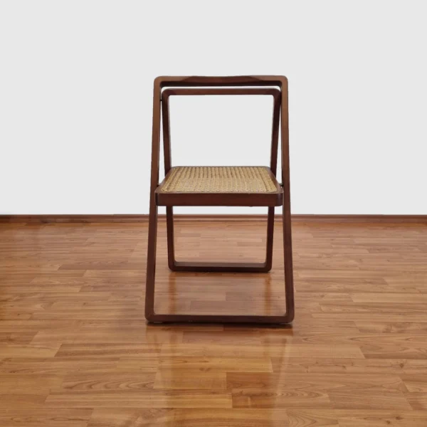 Mid Century Modern Folding Chair, Wood and Cane Chair, Italy 70s