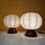 Pair of Vintage Night Lamps, Bedside Cocoon Lamps, Table Lamps, 80s
