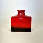 West German Scheurich fire red ceramic vase.
