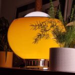 Harvey Guzzini BUD Yellow Wall Lamp, Space Age Ceiling Light, Italian Design, 70s