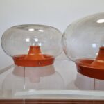 Pair Of Flush Mount Ceiling - Wall Glass Lamps, 80s