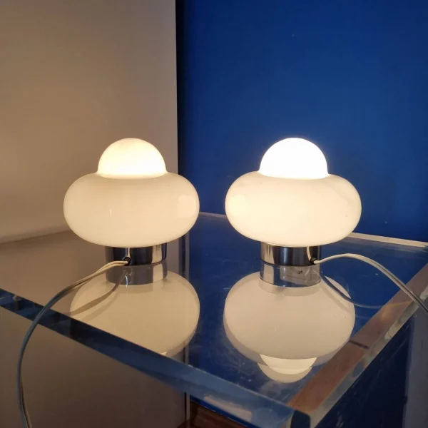 70s Murano Glass Night Lamps Vintage Table Light, Carlo Nason Design, Mazzega Lamps, Italy