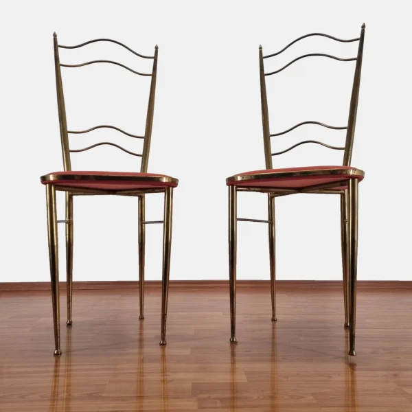 Pair Of Chiavarri Style Brass Chairs, Italy 60s