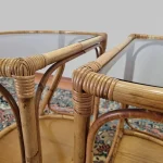 Pair Of Vintage Bamboo Nightstands, Italian Rattan Bedside Tables, 80s