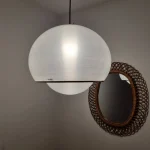 Harvey Guzzini Large BUD White Pendant Lamp, Space Age Ceiling Light, Italian Design, 70s