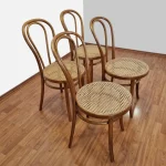 Set Of 4 Thonet Style Dining Chairs, Thonet Bistro Chairs, Cane Dining Chairs, 80s