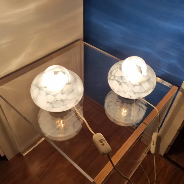 70s Murano Glass Night Lamps Vintage Table Light, Carlo Nason Design, Mazzega Lamps, Italy