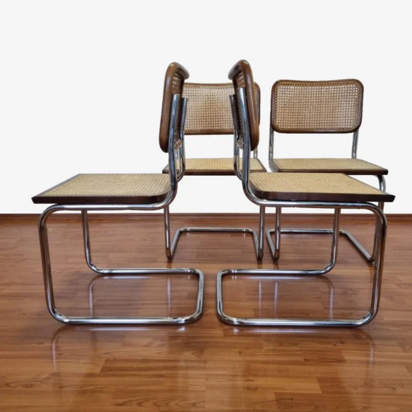 Set of 4 Mid Century Modern Marcel Breuer Cesca Chairs, Italy 90s