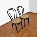 Pair Of Thonet Style Dining Chairs, Thonet n14 Chairs, Cane Dining Chairs, 90s
