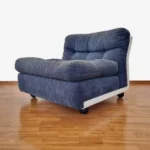 1of 2 Mid Century Amanta Easy Chairs, Vintage Blue Lounge Chair, Mario Bellini for B&B Italy '70s