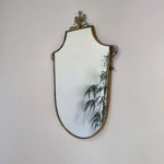 Vintage Brass Frame Mirror, Italian Brass Wall Mirror, 60s Wall Decor