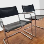 Pair Of B34 Cantilever Chairs, Marcel Breuer Design, Bauhaus Chairs, Italy 80s
