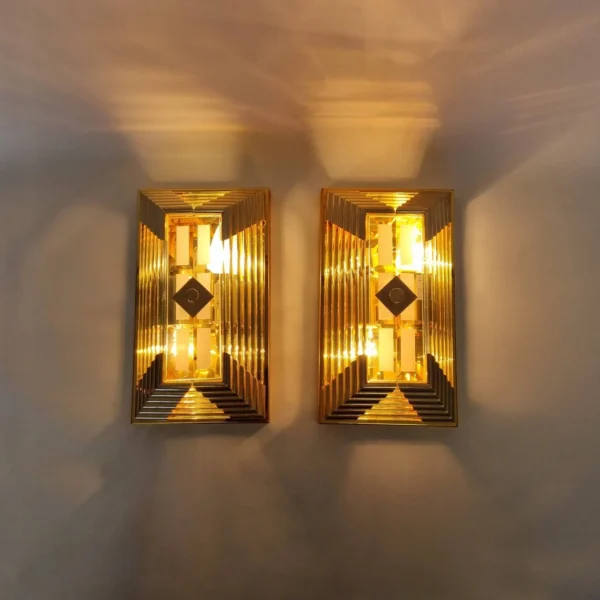Pair of Art Deco Style Wall Lamps, Sölken Leuchten, Germany 80s