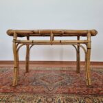 Vintage Bamboo Coffee Table, Rattan Side Table, Italy 70s