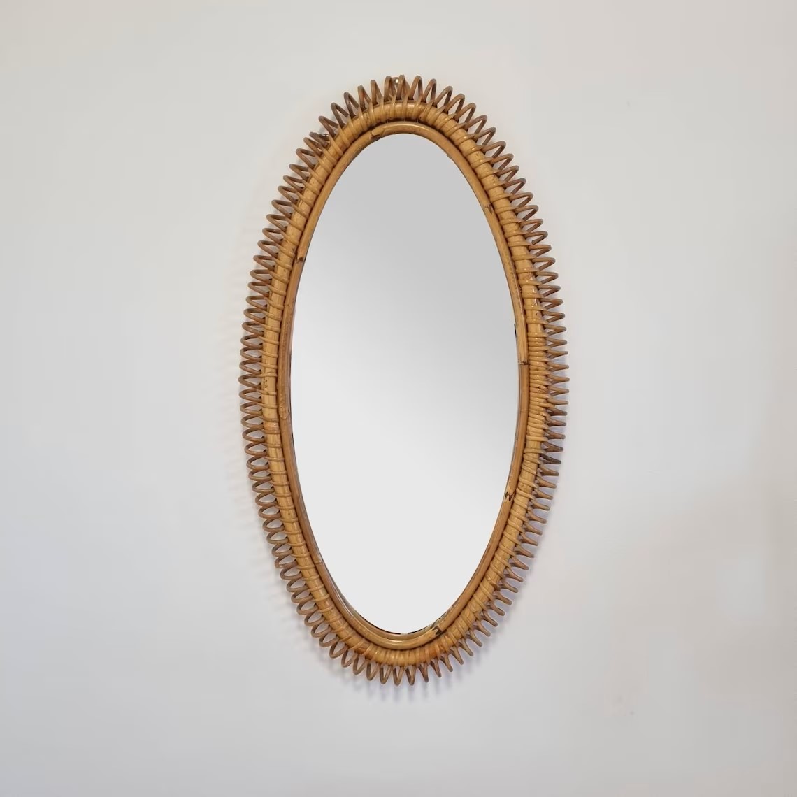 Vintage Bamboo Mirror, Bonacina Mirror, Franco Albini Style, Italy 70s