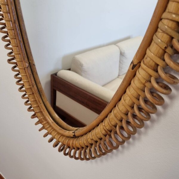 Vintage Bamboo Mirror, Bonacina Mirror, Franco Albini Style, Italy 70s