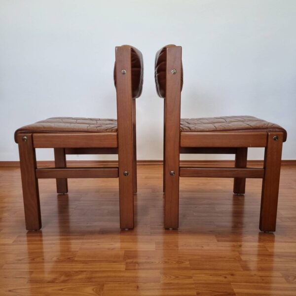 Set Of 8 Teak and Leather Dining Chairs, Danish Deluxe Chairs, Denmark 80s