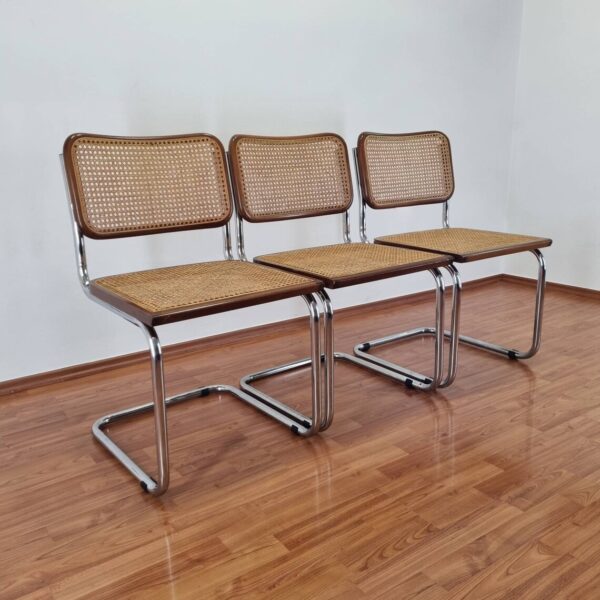 1 of 3 Dark Brown Cesca Chairs, Marcel Breuer, Italy 90s